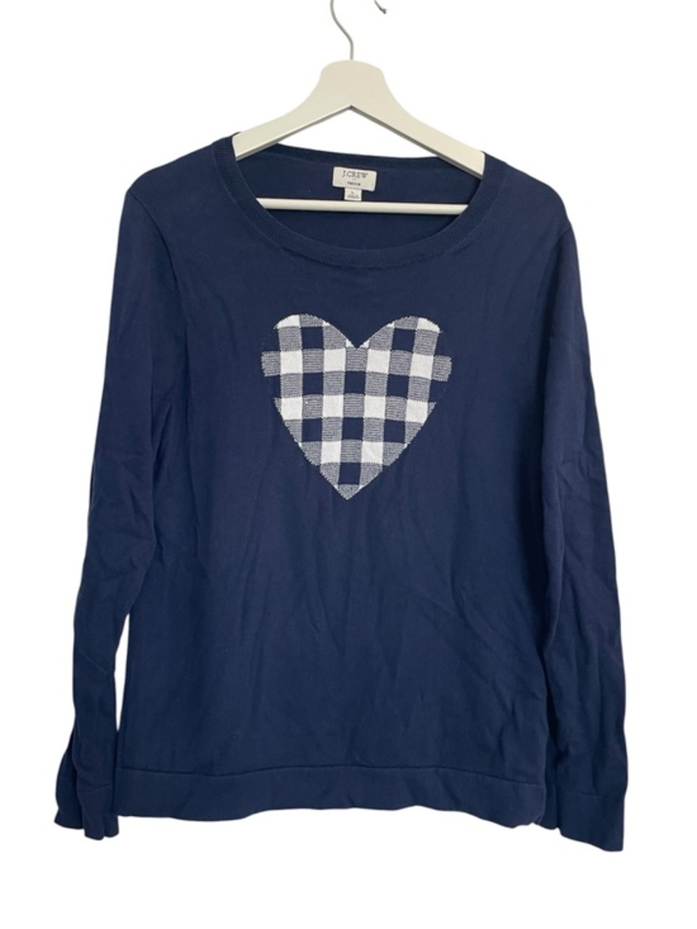 J Crew Teddie Blue Heart Sweater